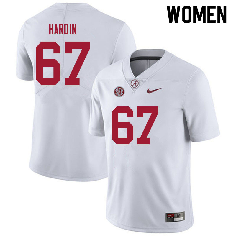Alabama Crimson Tide Women's Donovan Hardin #67 White NCAA Nike Authentic Stitched 2021 College Football Jersey JF16W75OL